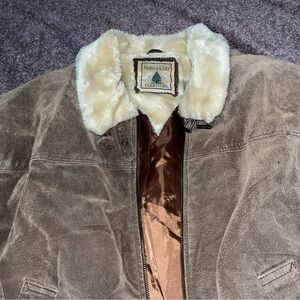 Northwest  territory vintage Men's suede BomberJacket with shurpa collar